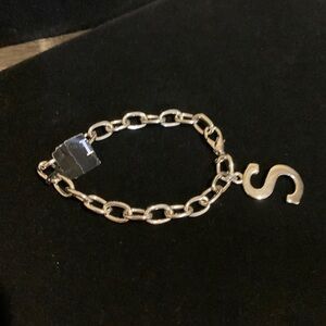 Silver Toned Chain Bracelet with “S” charm 7.5”